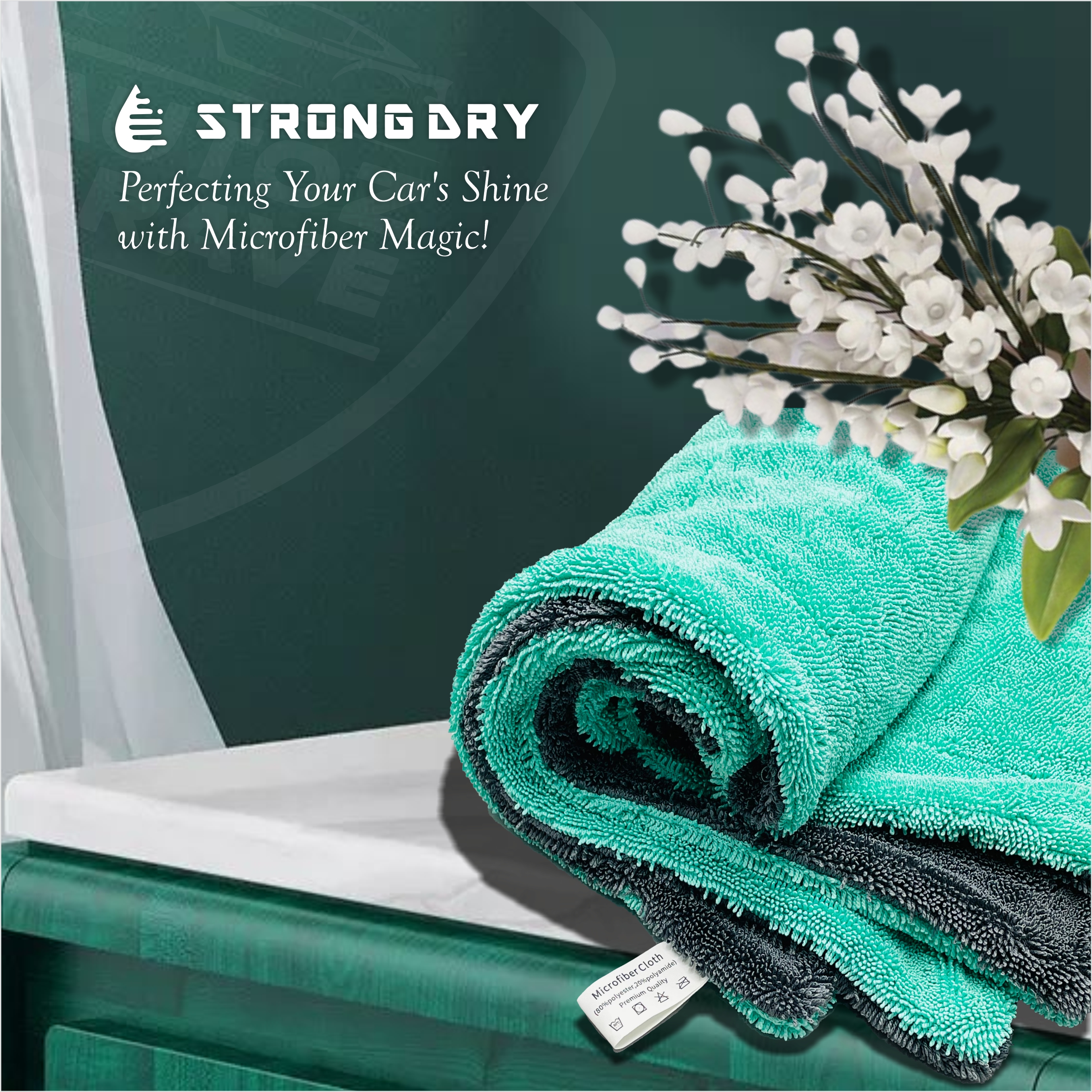 BEST WATER DEVOUR MICROFIBER CLOTH FOR CAR WASHING  450 GSM DUAL COLOR (GRAY,ICE GREEN)