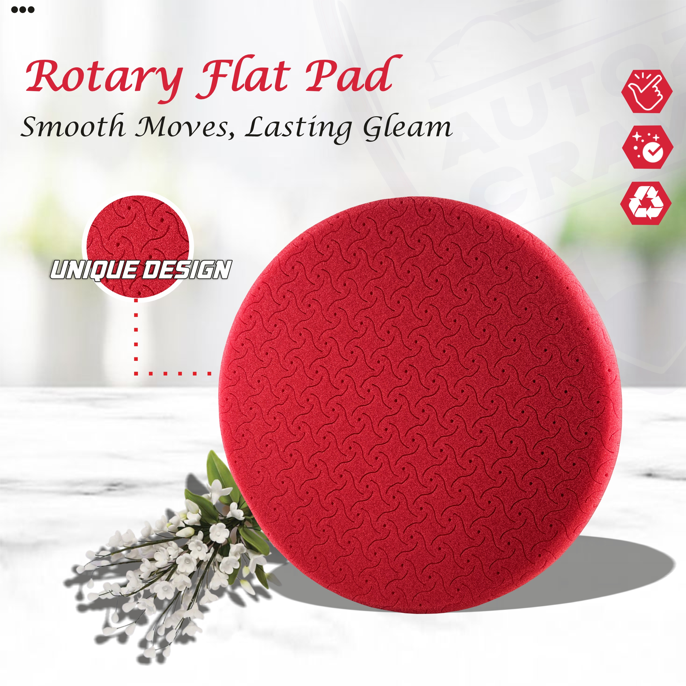 BEST HEAVY CUTTING PAD FOR ROTARY POLISHER 7 INCHES (RED)